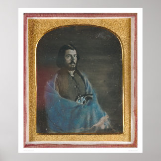 Poster Homme avec manteau bleu et revolver (40455)