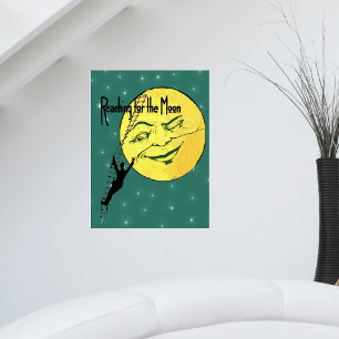 Poster Homme de Lune Clinquante Vintage Atteignant la Lun