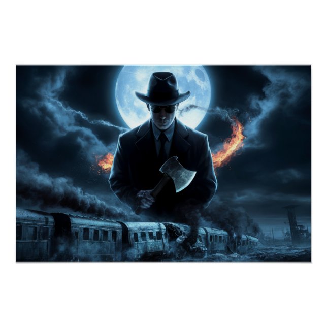 Poster Homme Noir Train 10 (Devant)