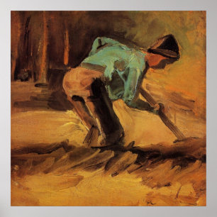 Poster Homme penché avec bâton, bêche de Vincent van Gogh