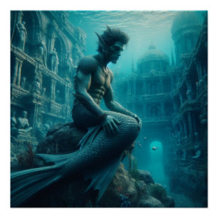 Poster Homme-poisson