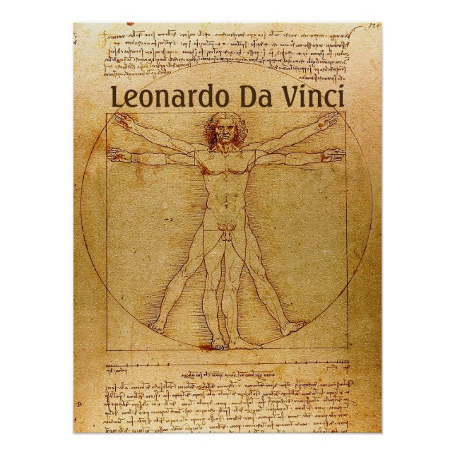 Poster Homme Vitruvien Par Leonardo Da Vinci (Devant)
