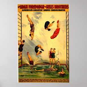 Poster Hommes plongeant dans le Pool Vintage 1898 Circus 