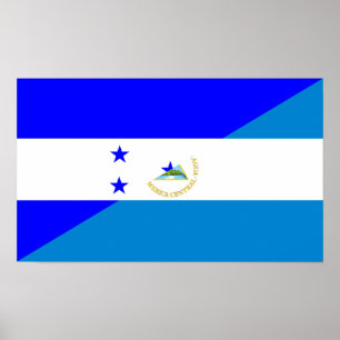 Poster honduras nicaragua demi drapeau symbole du pays