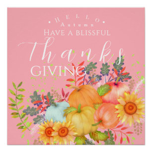 Poster Honneur de Thanksgiving d'automne PInk
