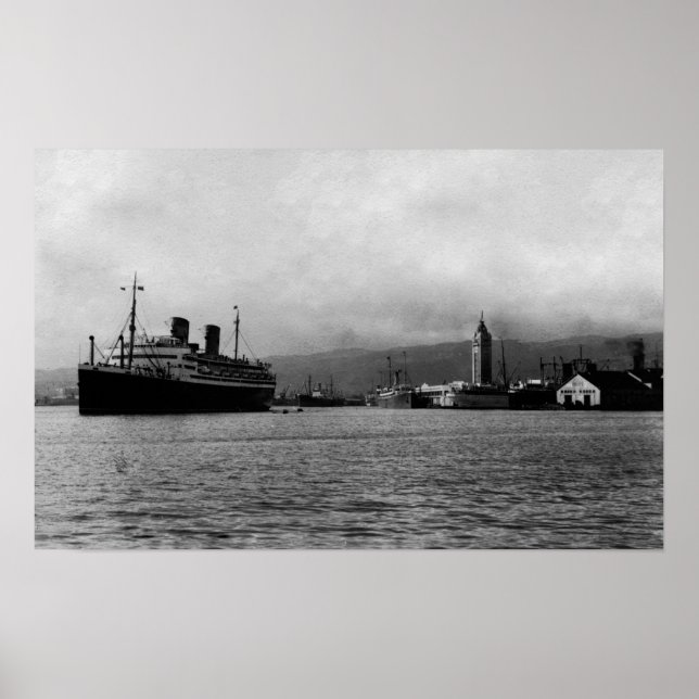 Poster Honolulu, Hawaii - Vue d'Honolulu (Devant)