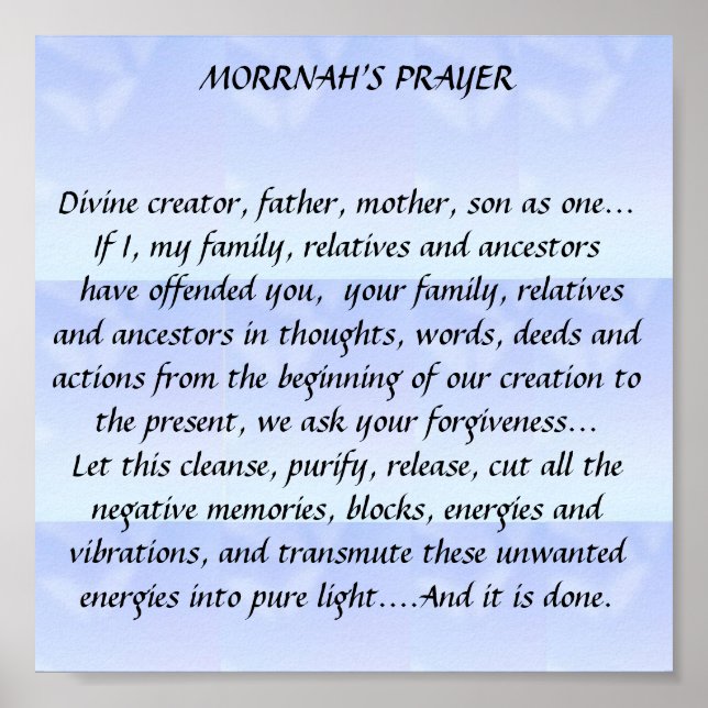 Poster HO'OPONOPONO MANTRA (Hawaïen) (Devant)