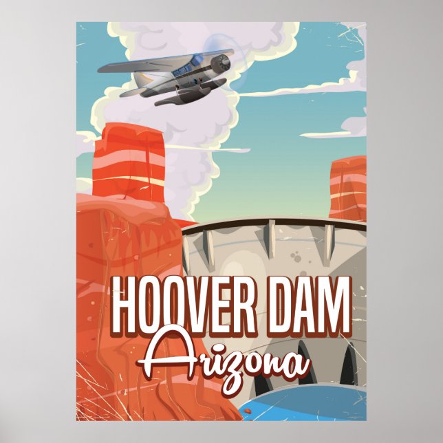 Poster Hoover Dam Nevada Arizona Caricature Vintage (Devant)