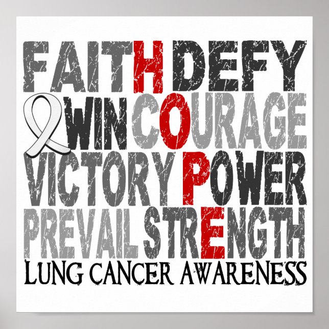 Poster Hope Word Collage Cancer du poumon (Devant)
