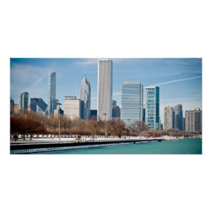 Poster Horizon de Chicago à travers le lac Michigan