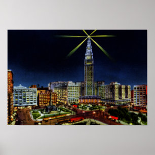 Poster Horizon de Cleveland Ohio la nuit