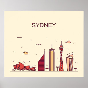 Poster Horizon de griffonnage de Sydney, Australie  