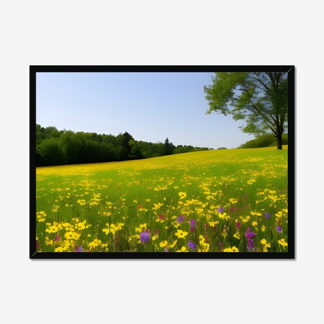 Poster horizontal de la prairie à fleurs jaunes (Créateur téléchargé)