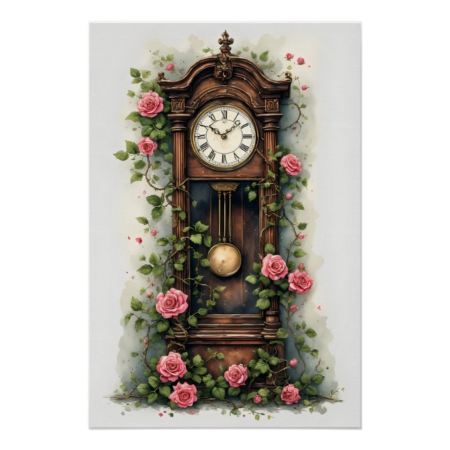 Poster Horloge à pendule Vintage Ivy Rose (Devant)