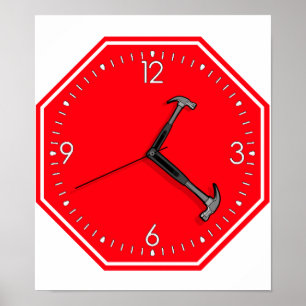 Poster Horloge des signes d'arrêt du marteau