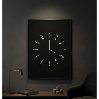Poster Horloge NOW Noir et Blanc de pleine conscience