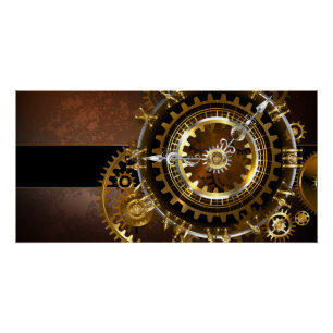 Poster Horloge Steampunk avec des engrenages anciens
