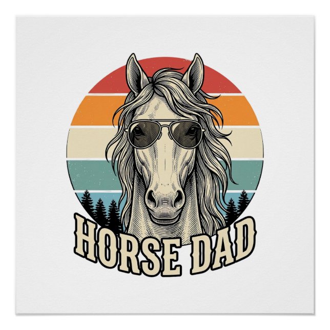 Poster Horse Dad Vintage Sunset Engraving Vector Design_1 (Devant)