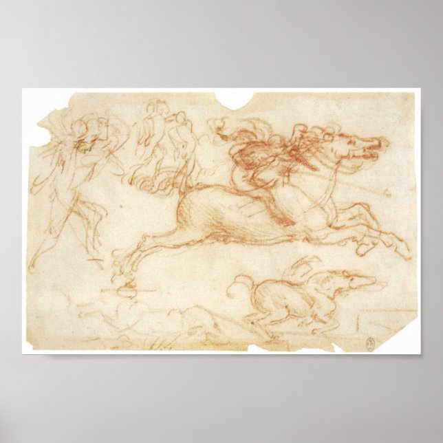 Poster Horseman Galloping, Leonardo Da Vinci (Devant)
