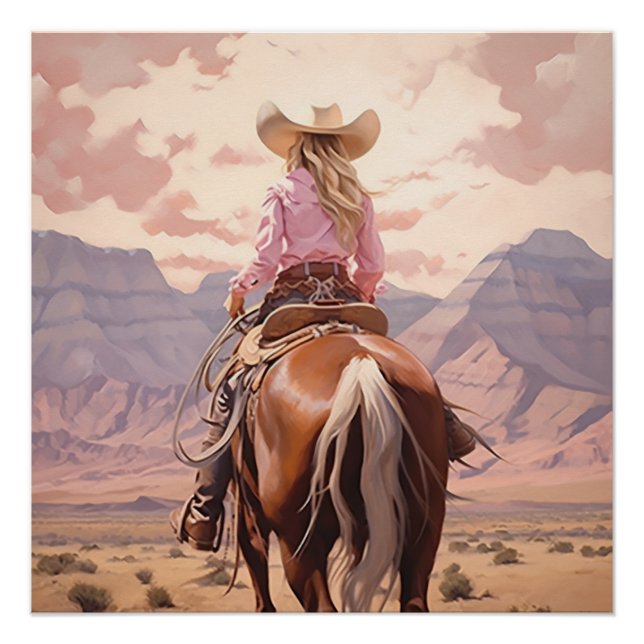 Poster Horseshoe Harmony : Cowgirl Wall Art (Devant)