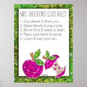 Poster Hot rose Parties scintillant Green Enseignants App