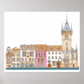 Poster Hôtel de ville. Prague Tchèque