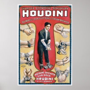 Poster Houdini ~ Artiste d'évasion de menottes Vintages