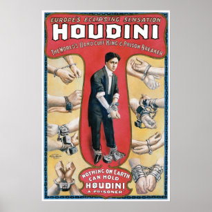 Poster Houdini ~ Artiste d'évasion de menottes Vintages