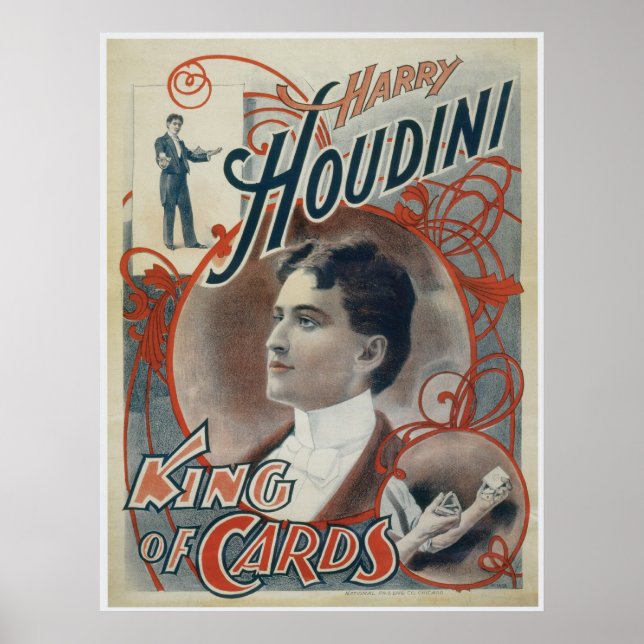 Poster Houdini ~ Vintage Magician King of Cards (Devant)