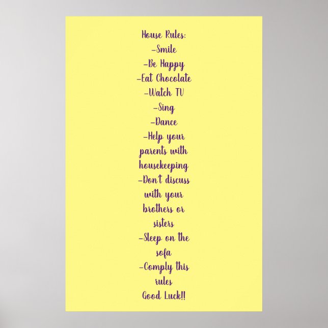 Poster House Rules Normas de la casa (Devant)