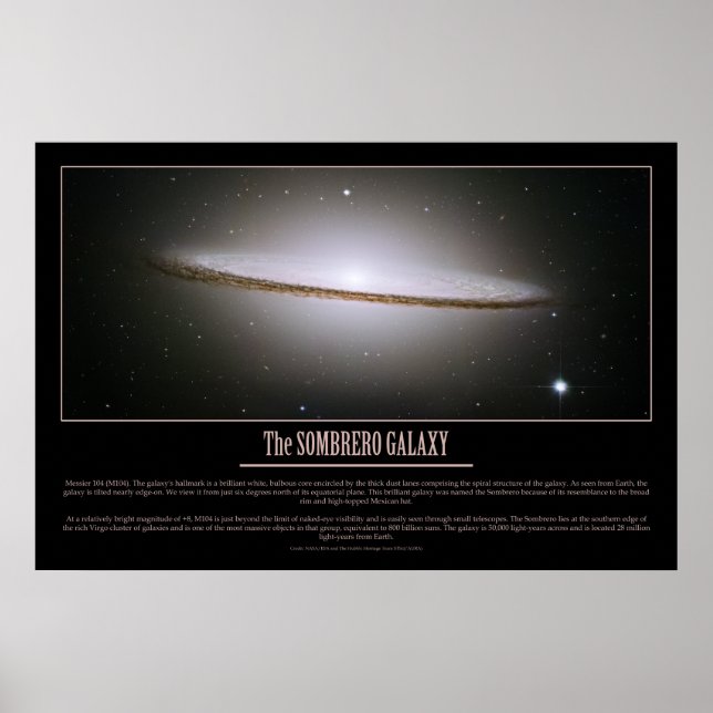POSTER HUBBLE - LA GALAXIE SOMBRERO (Devant)
