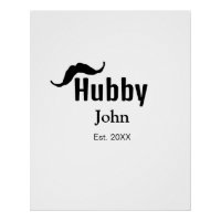 Hubby mari ajouter nom date année moustache simple