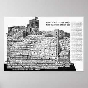 Poster Hudson's Detroit - Édifice Cutout