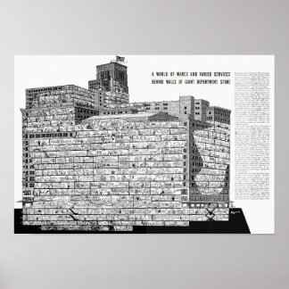 Poster Hudson's Detroit - Édifice Cutout