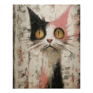 Poster Huile de Fraidy Cat Spooked Expressionist Art
