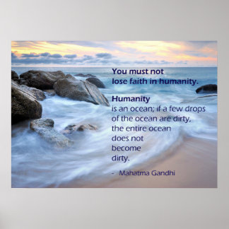 Poster Humanity Is An Ocean - Mahatma Gandhi Quote