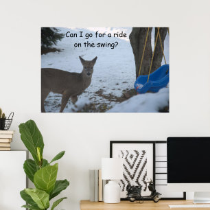 Poster Humour Bébé Buck Neige Bleu Bébé Swing