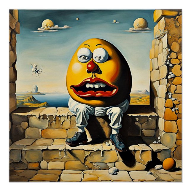 Poster Humpty Dumpty est assis sur un mur (Devant)