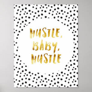 Poster Hustle, Bébé, Hustle Gold Cursive Dit
