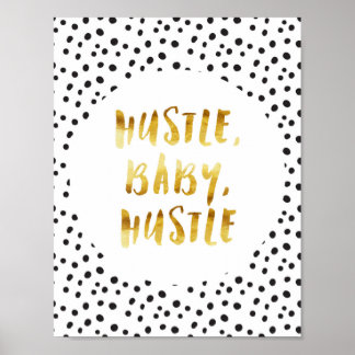 Poster Hustle, Bébé, Hustle Gold Cursive Dit