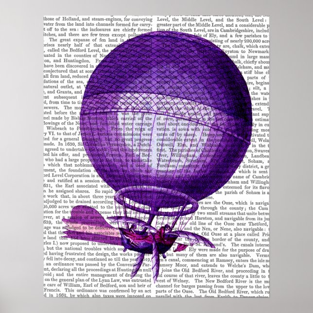 Poster Hydrogène Blanchard (Violet) Ballons à air chaud (Devant)
