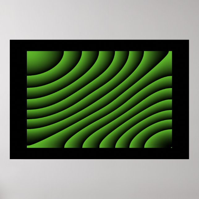 Poster Hypnotic Green Wavy Lines (Devant)