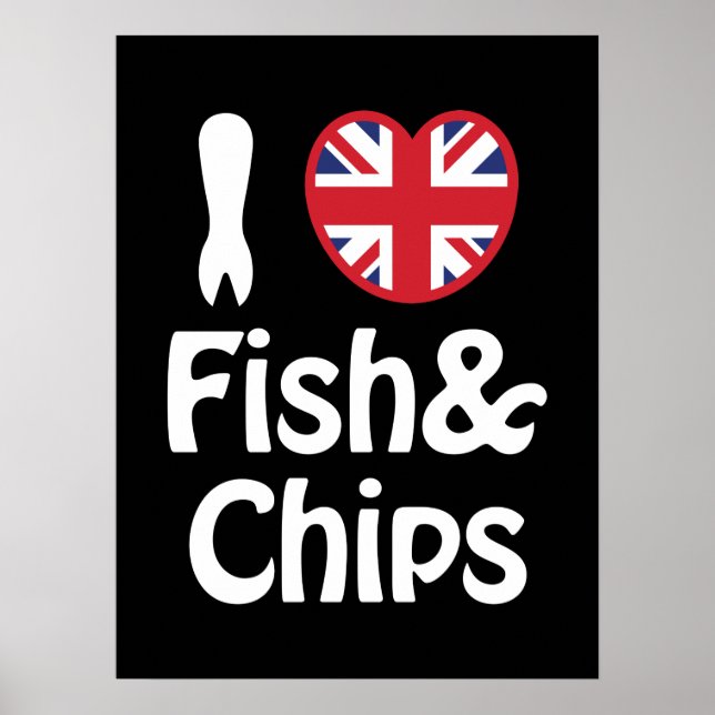Poster I Heart [Love] Poisson & Chips (Devant)