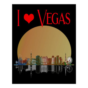 Poster I Love Las Vegas Skyline Sunrise Souvenir