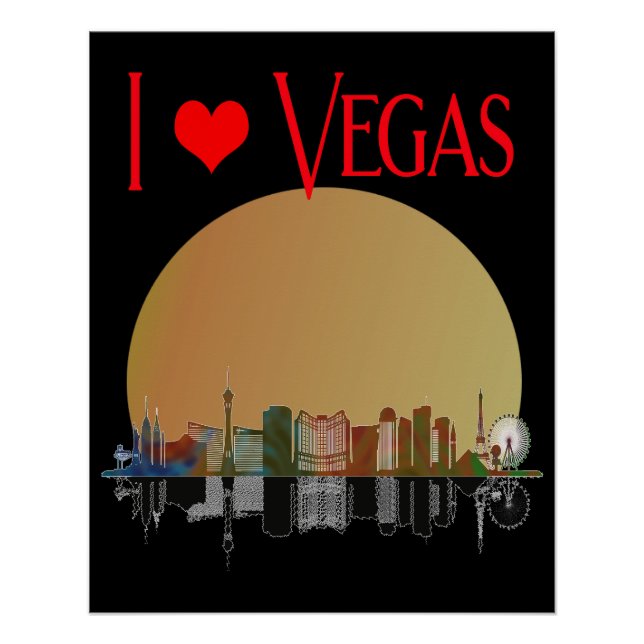 Poster I Love Las Vegas Skyline Sunrise Souvenir (Devant)