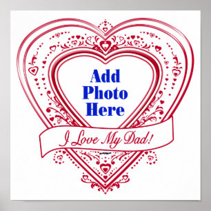Poster I Love My Papa ! Photo Red Hearts
