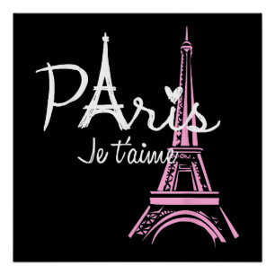 Poster I Love Paris Tour Eiffel France Souvenir français