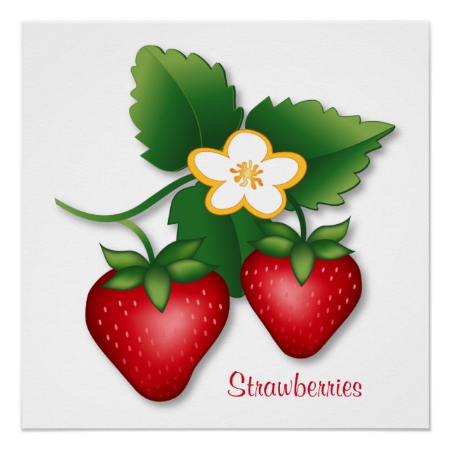 Poster I Love Sweet Strawberries Wall Art (Devant)