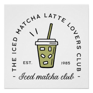 Poster Iced matcha latte amoureux club bien-être girlie