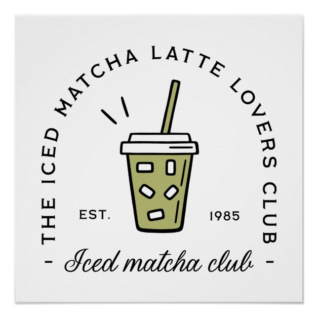 Poster Iced matcha latte amoureux club bien-être girlie (Devant)